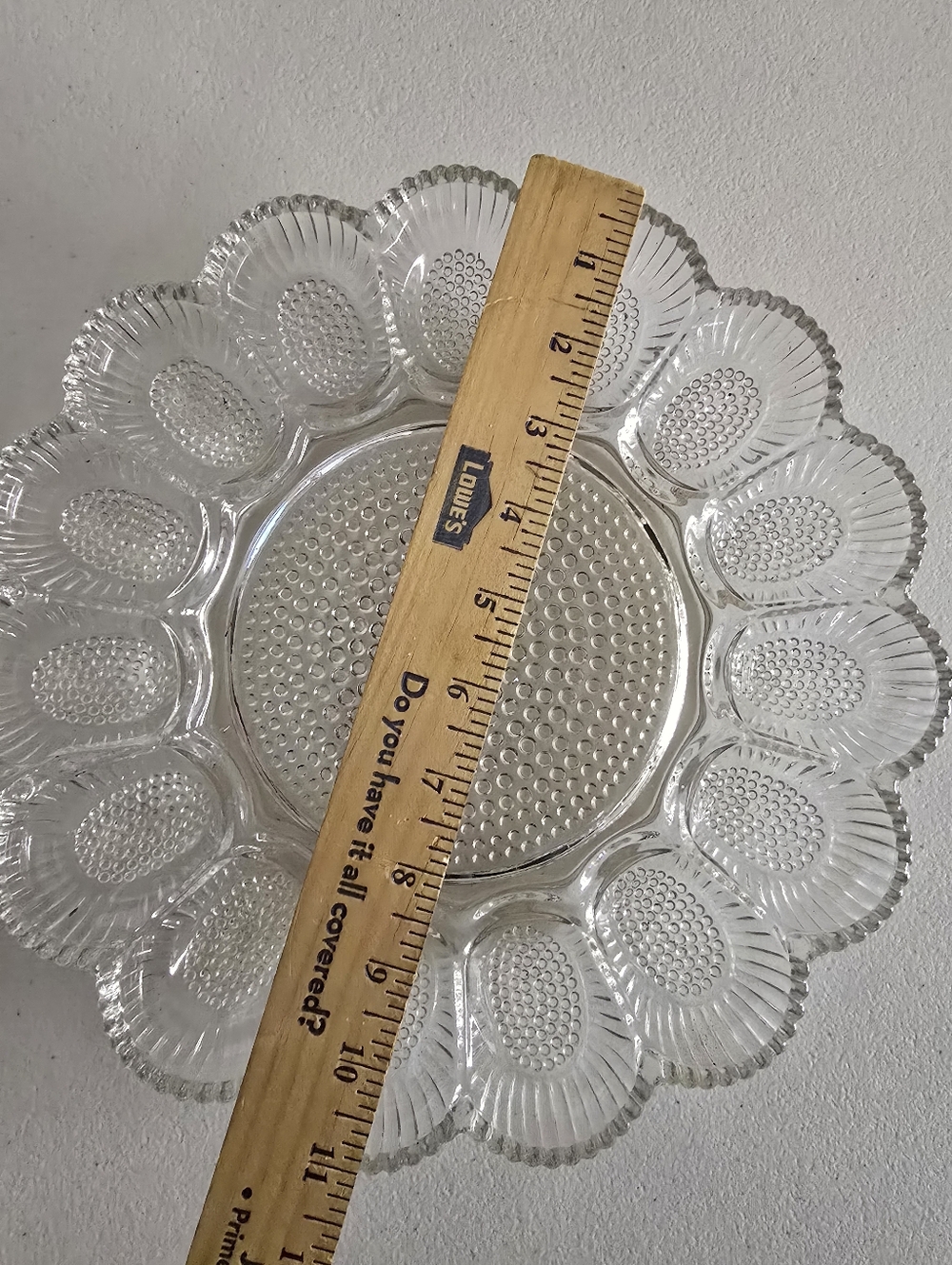 Vintage Hobnail Deviled Egg Plater Clear Pressed Glass Serving Tray - Picture 6 of 7